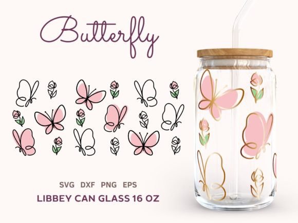 Download BUTTERFLY SVG WRAP Libbey Can Glass 16oz - Butterfly svg Collection