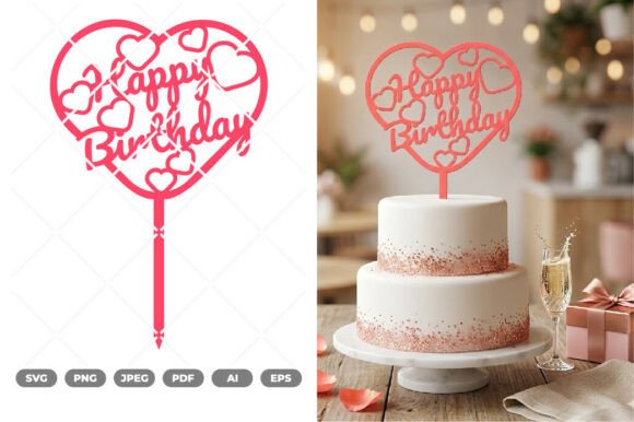 Download Happy Birthday Cake Topper SVG &amp; Clipart - Premium Resources