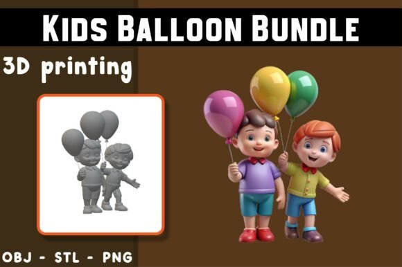 Download Kids Balloon Bundle 3D Model - Balloon bundle Collection