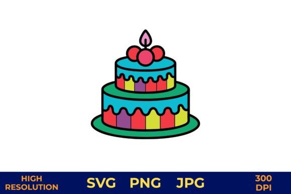 Download Birthday Cake with Candle Vector Art - Premium Bundle
